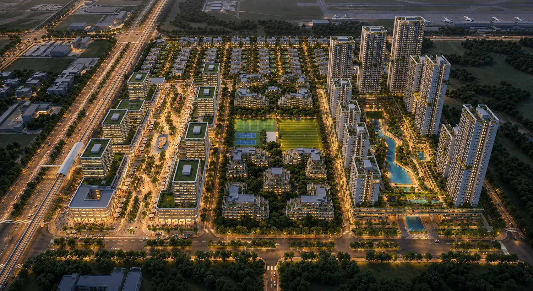 Aerial view of an Indian urban skyline — ONÈO feasibility context